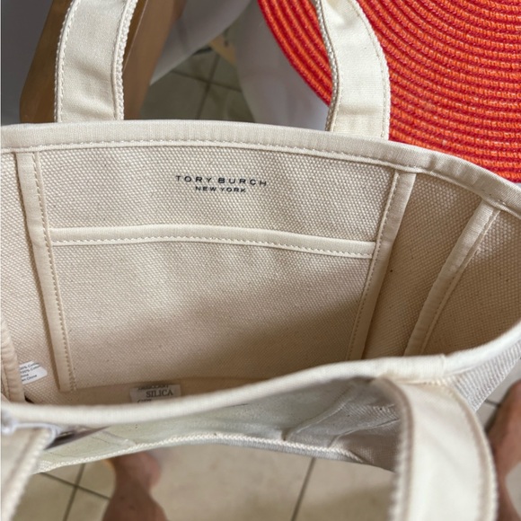 Tory Burch Cream Canvas Tote - Picture 3 of 3